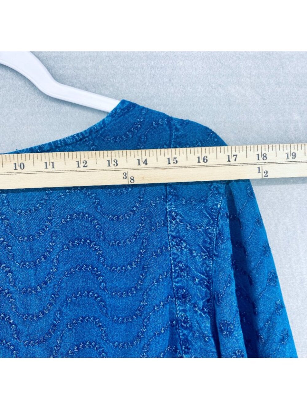 Vintage y2k Top Womens M Blue Ruffle Blouse Whimsygoth Fairycore - Picture 6 of 10